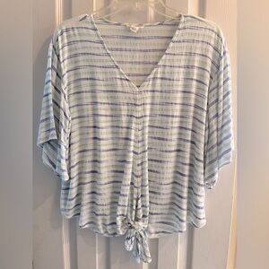 Blue Green & White Stripe Blouse